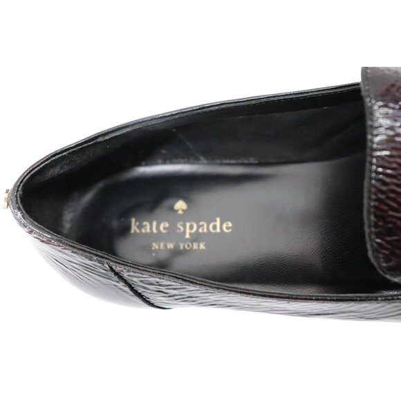 CLASSIC KATE SPADE BLACK CRINKLE PATENT Leather Genevieve Loafers Shoes 9 1/2 M - Picture 8 of 10